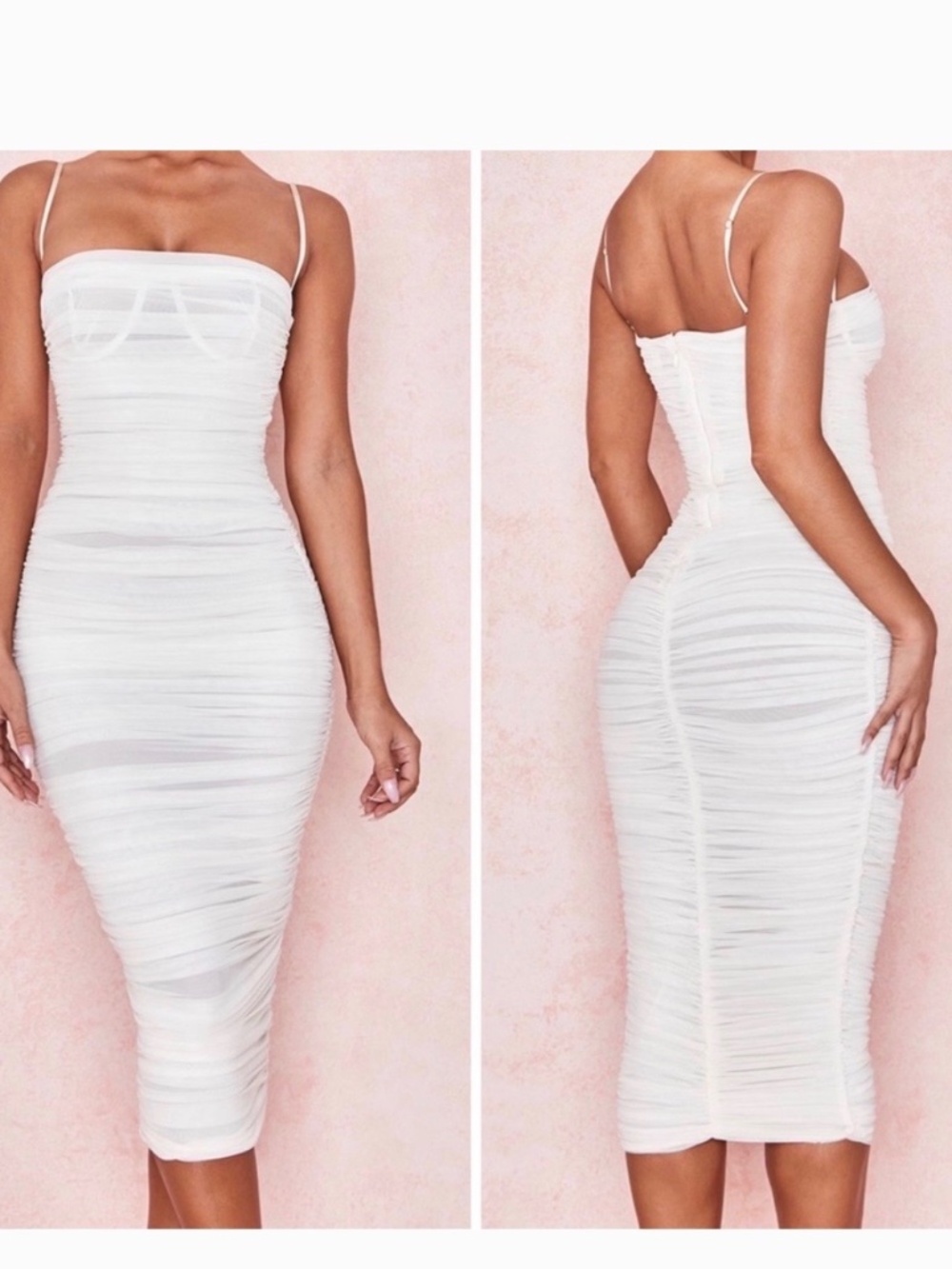 House of CB Sirene Mesh Dress,  Ivory, XL